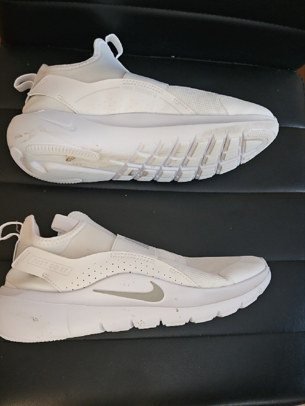 Youth Nike White Slip-On Sneakers with Elastic Strap - Picture 2 of 7